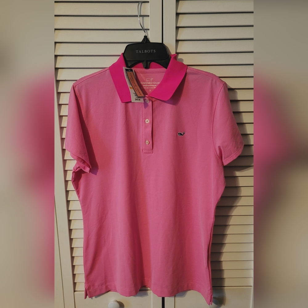 Women's Vineyard Vines Pink Goft Polo Short Sleeve